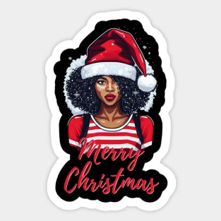 Black Woman Santa, Black Mrs Santa Claus, African American Santa, Merry Christmas Sticker